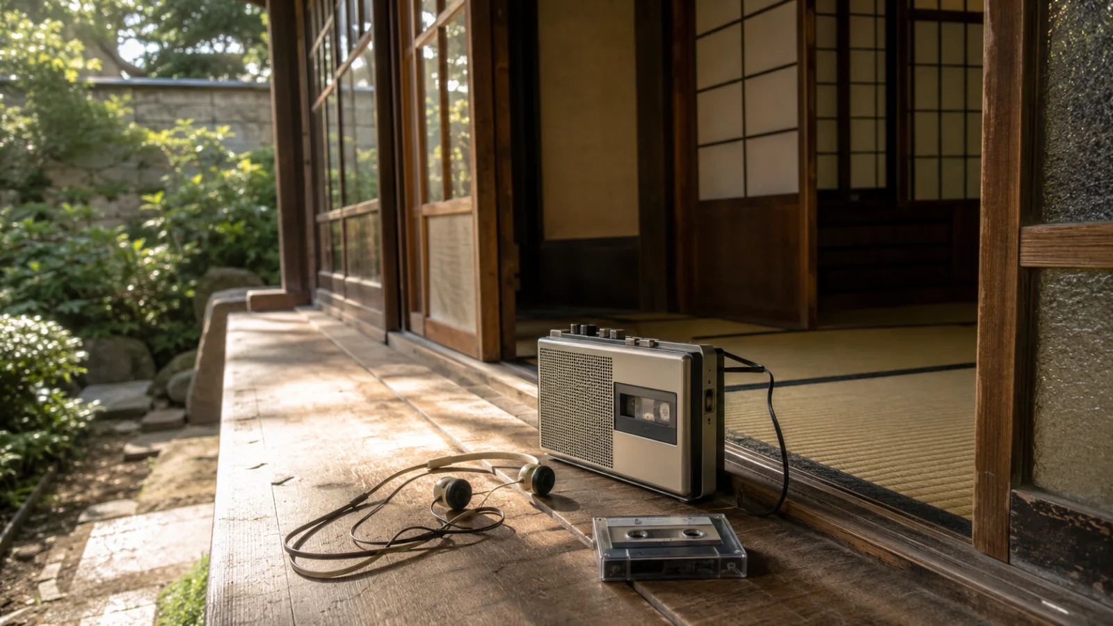 昭和40年代（1965〜1974年ごろ）のカセット式ラジオを思わせる横長の記憶風景