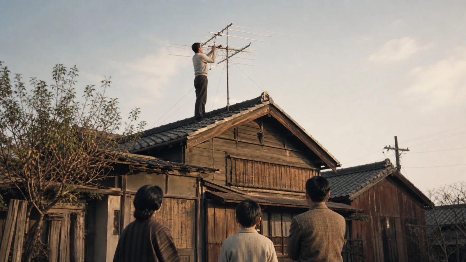 昭和30年代（1955〜1964年ごろ）の屋根のテレビアンテナを思わせる横長の記憶風景
