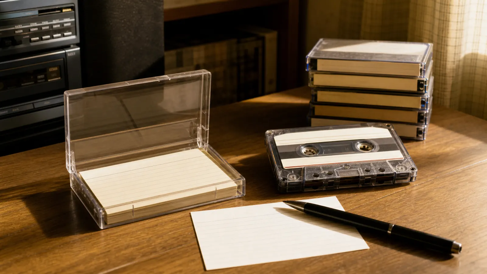 昭和末期〜平成初期（1985〜1995年ごろ）のカセットテープのインデックスカードを思わせる横長の記憶風景