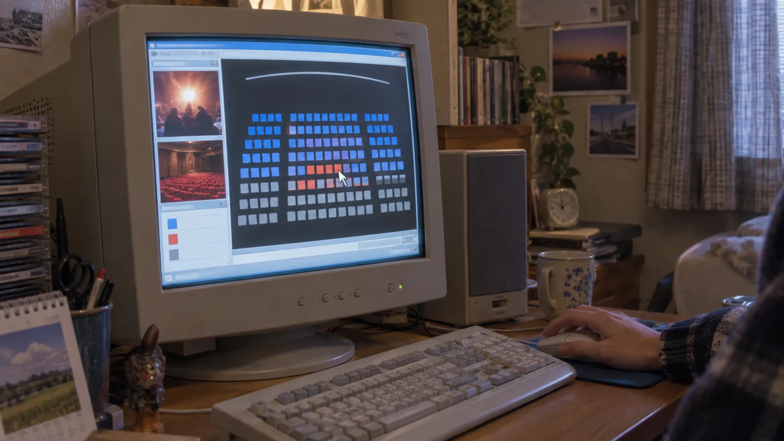 平成中期（1999〜2007年ごろ）の映画館のインターネット座席予約を思わせる横長の記憶風景