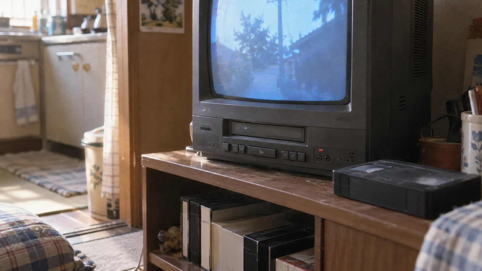 昭和60年代〜平成初期（1985〜1995年ごろ）のテレビデオの前面ボタンを主役にした懐かしい横長写真